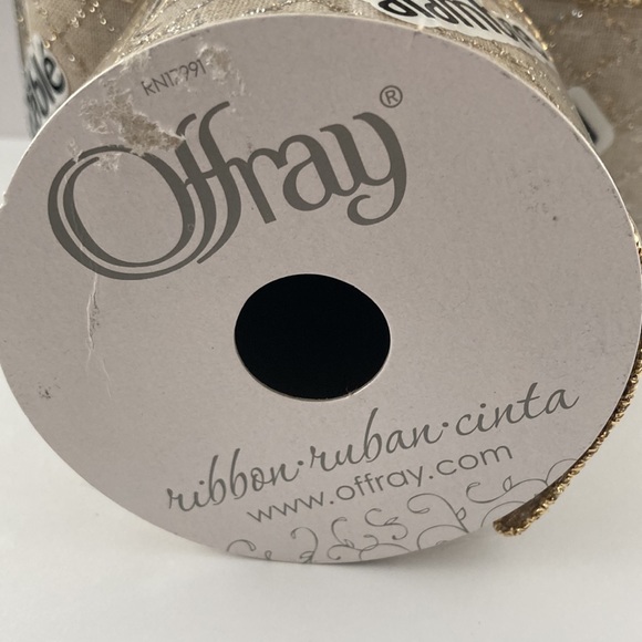 5 Offray Wired Edge Ribbon Gold Silver Glitter Cross Hatch Pattern 2.5" - Picture 10 of 16